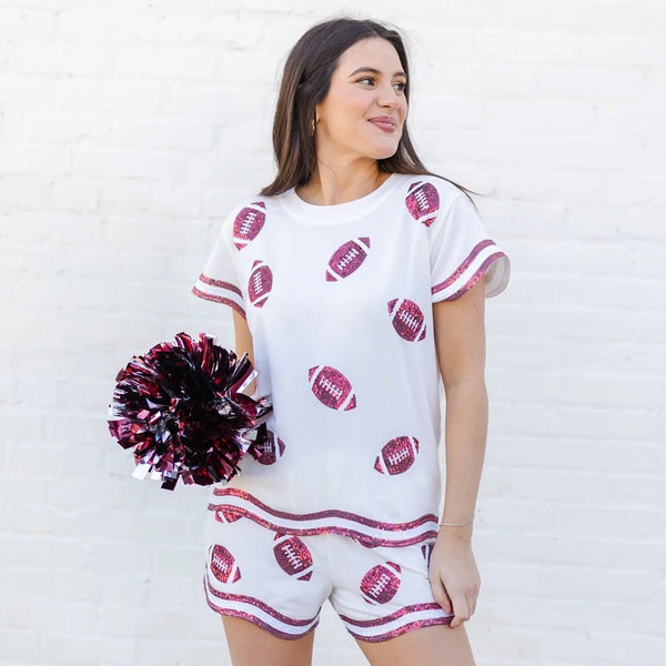 Ginny Sequin Set: Maroon & White