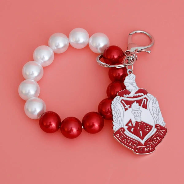 Delta Sigma Theta Shield & Pearl Keychain