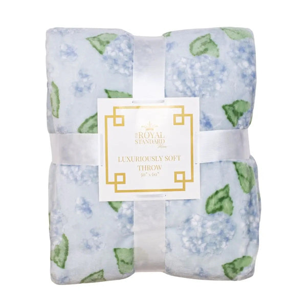 Light Blue Hydrangea Throw Blanket