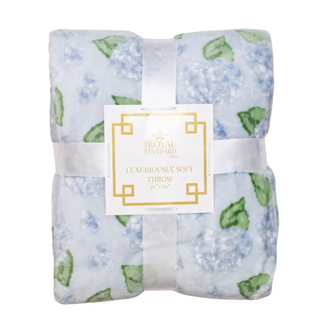 Light Blue Hydrangea Throw Blanket