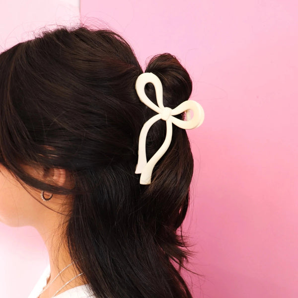 Cream Bow Clip