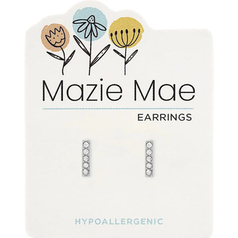 Hypoallergenic Silver CZ Bar Studs