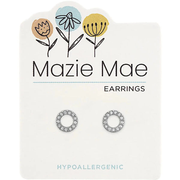 Hypoallergenic Silver Open CZ Circle Studs