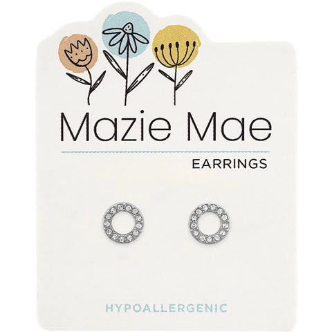 Hypoallergenic Silver Open CZ Circle Studs