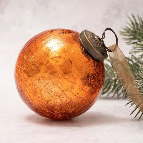 Tangerine Crackle Ornament