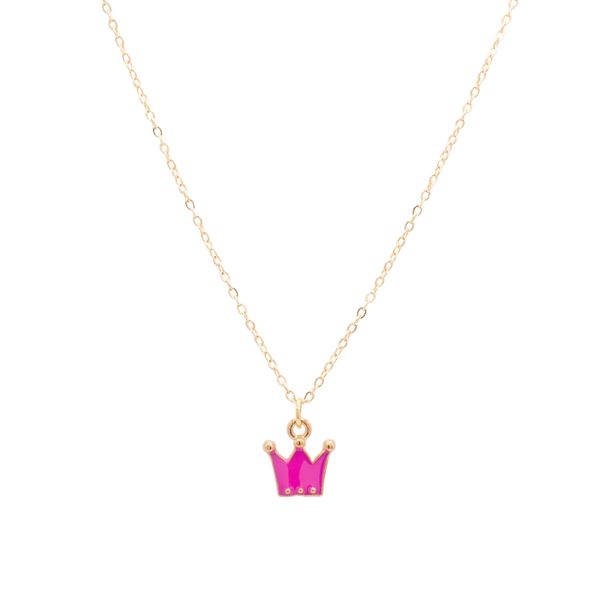 Crown Enamel Princess Charm Necklace