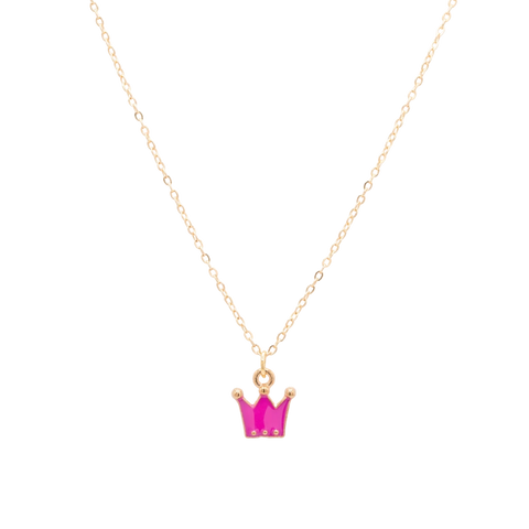 Crown Enamel Princess Charm Necklace