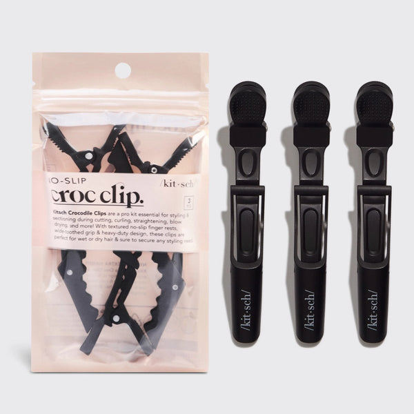 3pc No Slip Crocodile Clips - Black