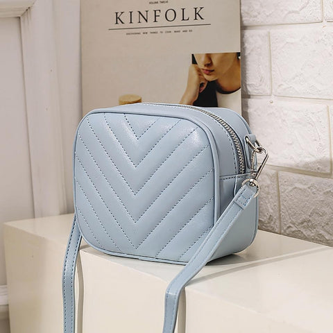 Blue Chevron Quilted Crossbody