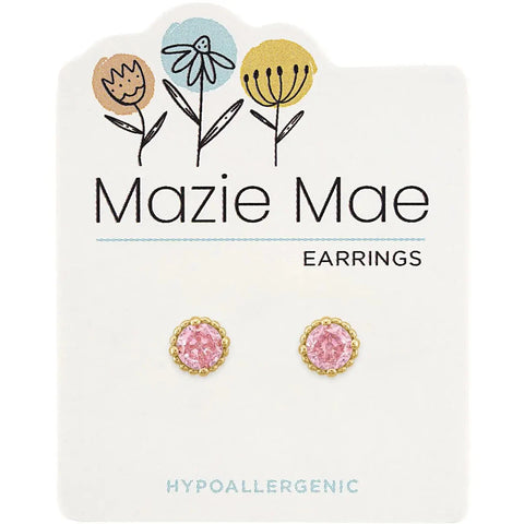 Hypoallergenic Gold Beaded Rose Studs