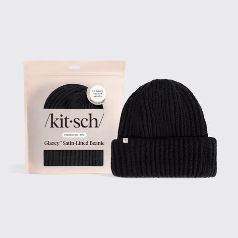 Glazey ™ Satin-Lined Beanie: Black