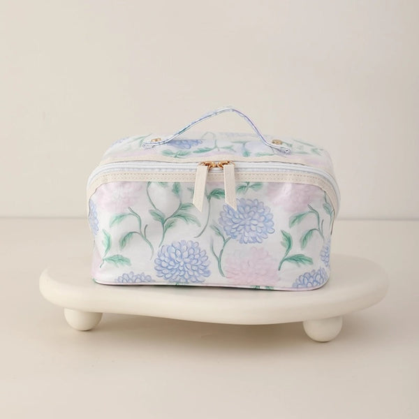 Waterproof PVC Cosmetic Bag: Hydrangea Horizon