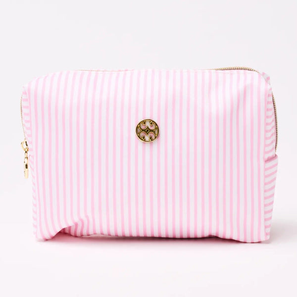 Pink Stripe Let's Face It Mini Cosmetic Bag