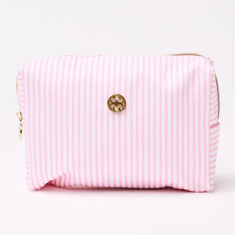 Pink Stripe Let's Face It Mini Cosmetic Bag
