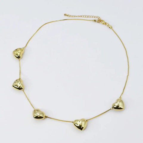 5 Hearts Gold Necklace