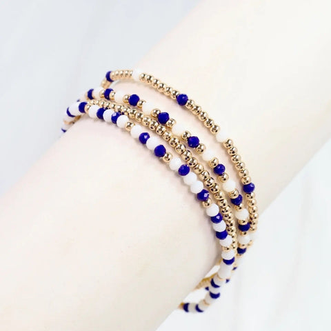 Lottie Beaded Bracelet Set Blue/White