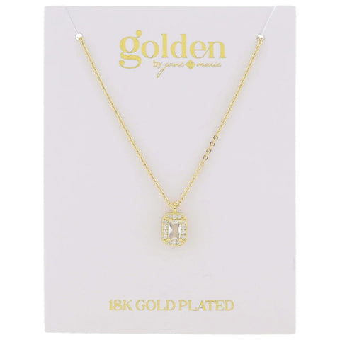 My Month Is Golden Necklace: Clear Crystal