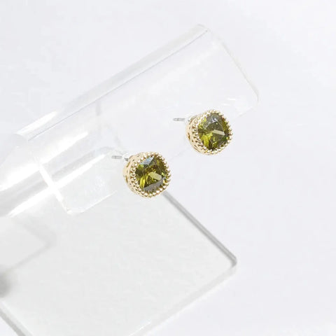 Square Green Rhinestone Studs
