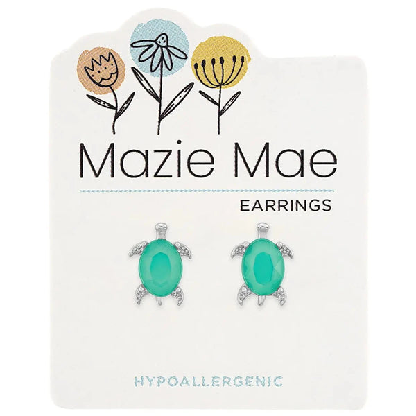 Hypoallergenic Silver Pacific Opal Turtle Studs