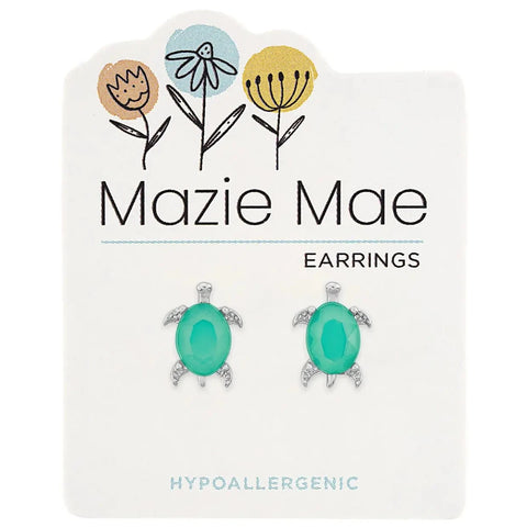 Hypoallergenic Silver Pacific Opal Turtle Studs