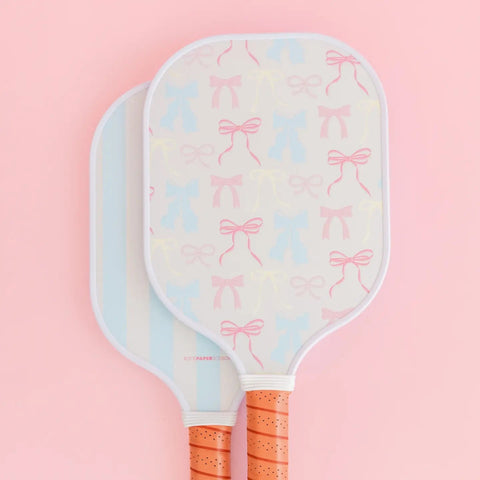 Pastel Bows & Stripes Pickleball Paddle