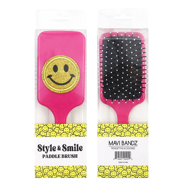 Varsity Glitter Smiley Brush: Pink