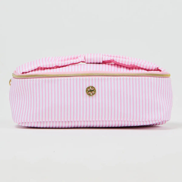 Pink Stripe Kiss & Makeup Mini Cosmetic Bag