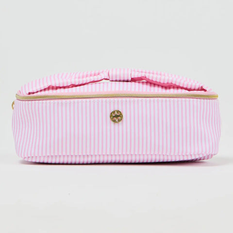 Pink Stripe Kiss & Makeup Mini Cosmetic Bag