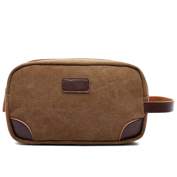 Canvas and Leather Dopp Kit: Brown