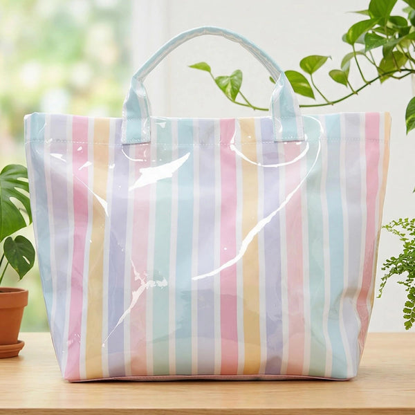Waterproof Candy Stripe Tote