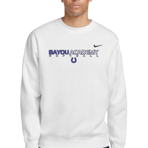 BA Softball Wordmark Nike Club Fleece Crewneck