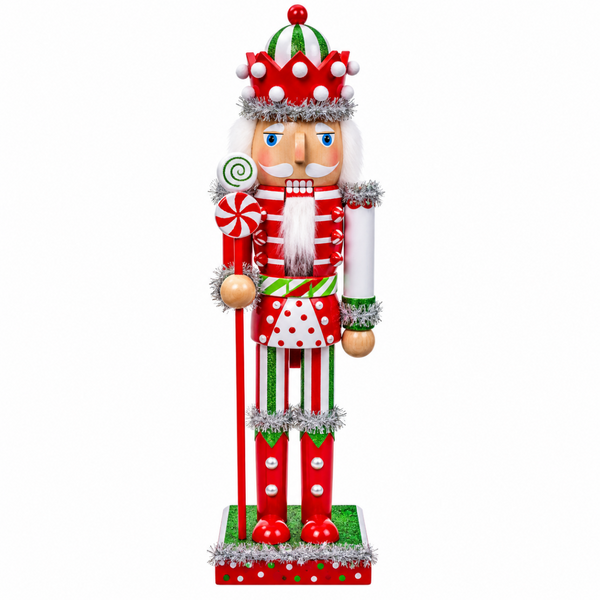 15" Red & White Dot Nutcracker