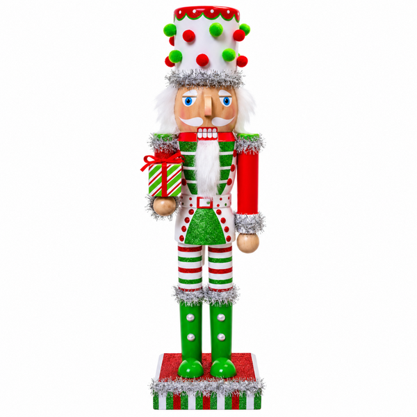 15" Green & White Dot Nutcracker