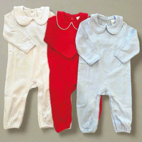 Piping Collared Boys Romper