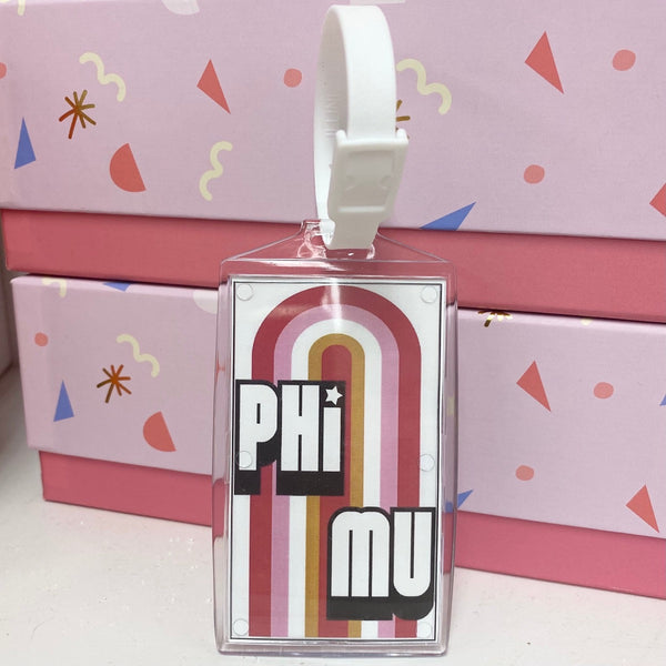 Phi Mu Rainbow Acrylic Luggage Tag