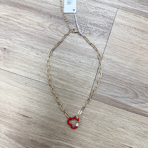 Hooked On You Necklace: Red Heart