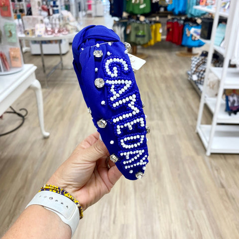Game Day Headband: Blue & White