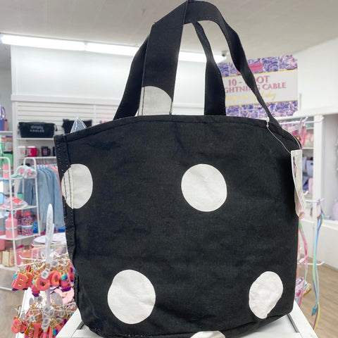 Black Polka Dot Tote Bag