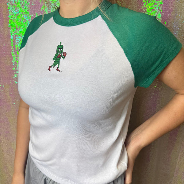 Fighting Okra Raglan Baby Tee