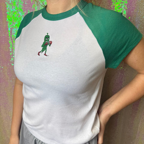 Fighting Okra Raglan Baby Tee