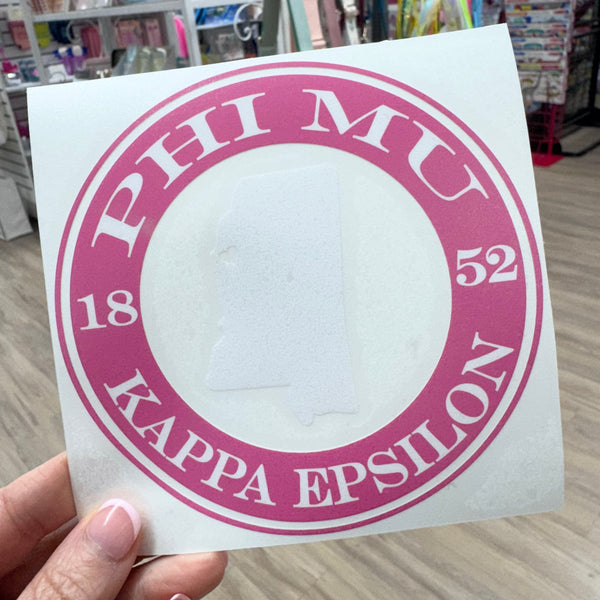 Phi Mu Pink Circle Chapter Decal