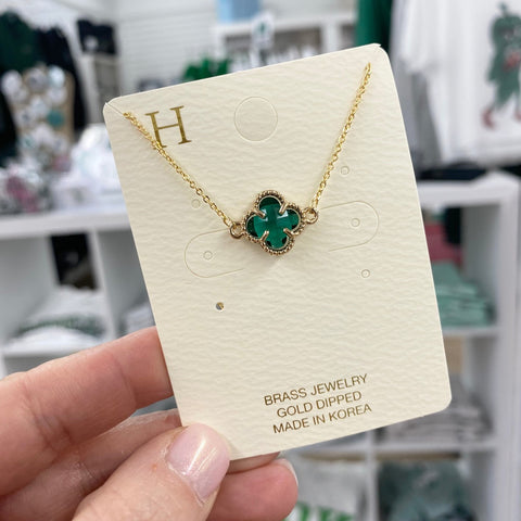 Emerald Quatrefoil Pendant Necklace