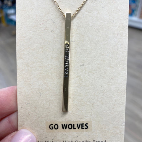 Go Wolves Gold Necklace Bar
