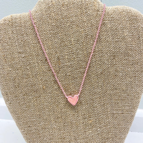 Kids Color Necklace: Light Pink Heart Druzy