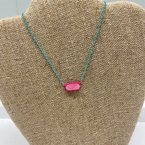 Kids Color Necklace: Pink Hex Druzy