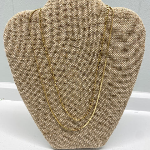 18K Gold Plated Double Stranded Chain Necklace