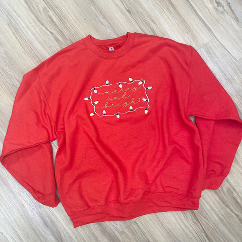 Merry and Bright Embroidered Sweatshirt