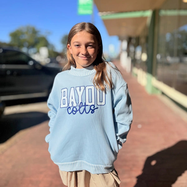 Bayou Colts Youth Stripe Mock Neck Sweatshirt