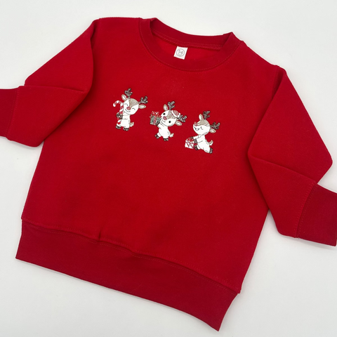 Reindeer Trio Embroidered Sweatshirt
