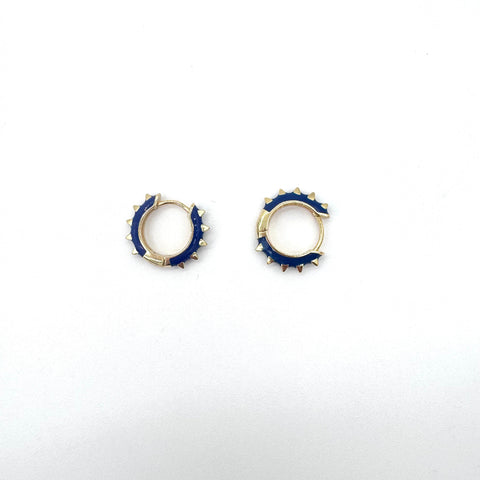 Enamel Spiked Huggie Earring: Cobalt